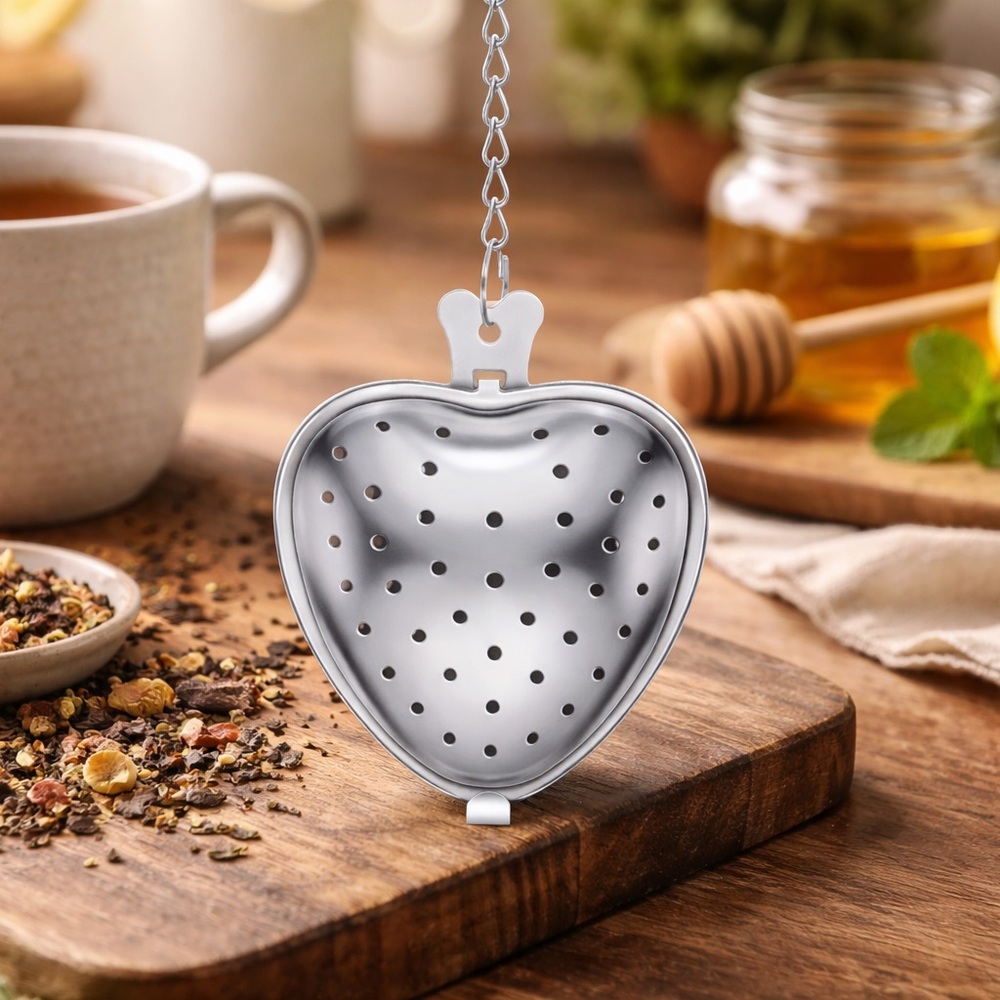 Heart-Shaped Silver Tea Infuser